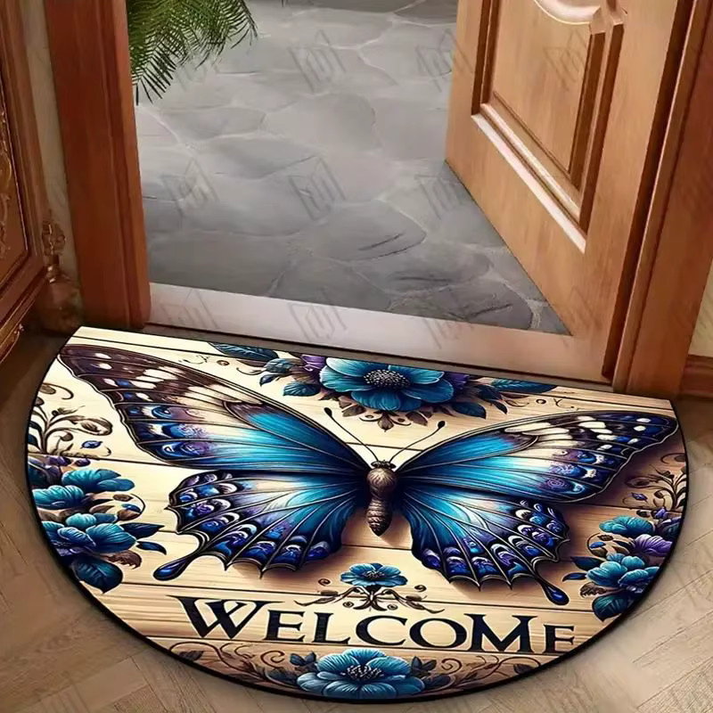 VIKAMA Schmetterling Halbkreis Bodenmatte mit Anti-Rutsch-Funktion, Mehrfarbig, B/T: 60 x 40 cm - Bild 2