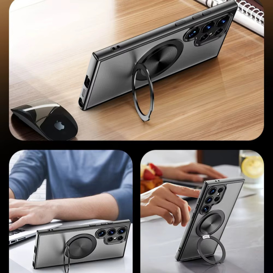 SZMUGUA MagSafe Magnetische 360 Grad Rotierende Schutzhülle für Samsung Galaxy S25 S24 S23 FE Plus A56 A36 A26 A16 A06 in Matt Klar und Purple - Bild 5