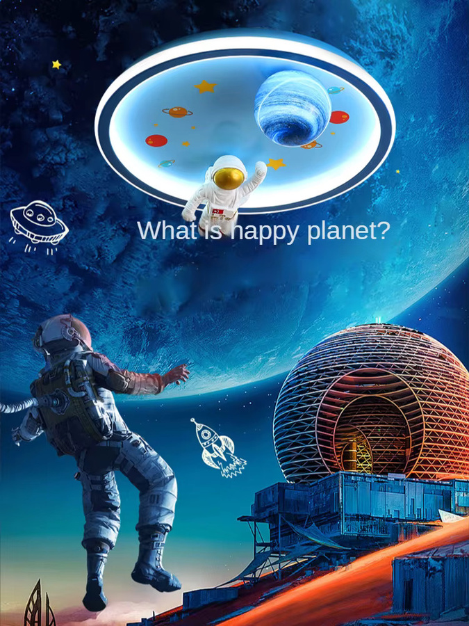 LZPZ RUI LED Deckenlampe Astronaut Blau Rund für Kinderzimmer im Nordic Design - Bild 6