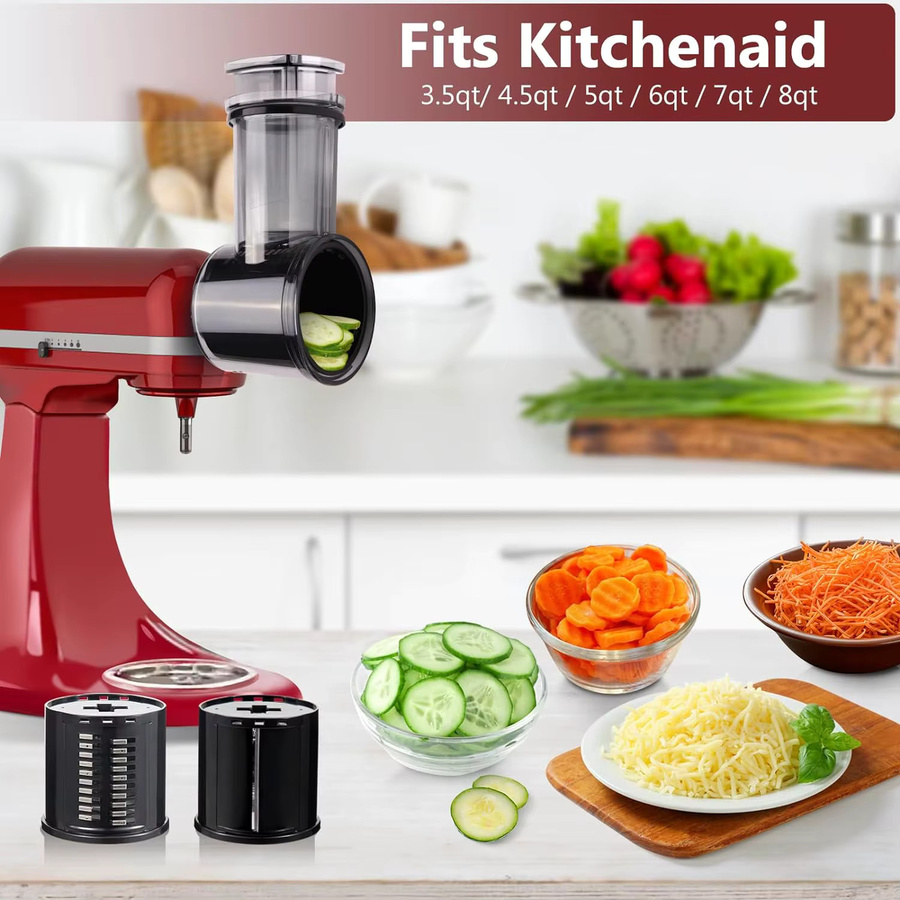 KitchenAid Slicer Shredder Aufsatz in Schwarz mit 5 Klingen als Käsereibe und Gemüseschneider für deinen Küchenmaschinen-Mixer - Bild 5