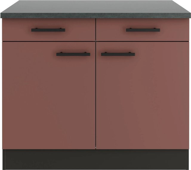 OPTIFIT Nizza407 Küchen-Unterschrank in Rostrot mit modernem Design und melaminbeschichteter Qualitätsspanplatte, Breite: 100 cm - Bild 1