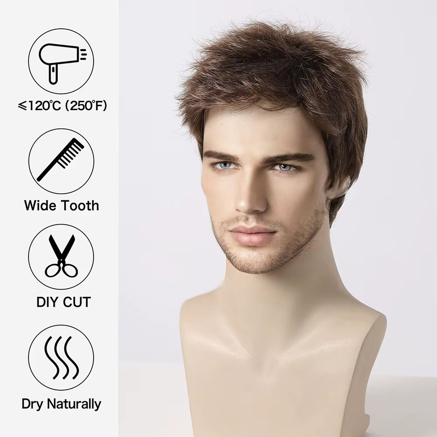 EASIHAIR Herren Perücke, kurze Pixie Cut, braun, synthetisch - Bild 3