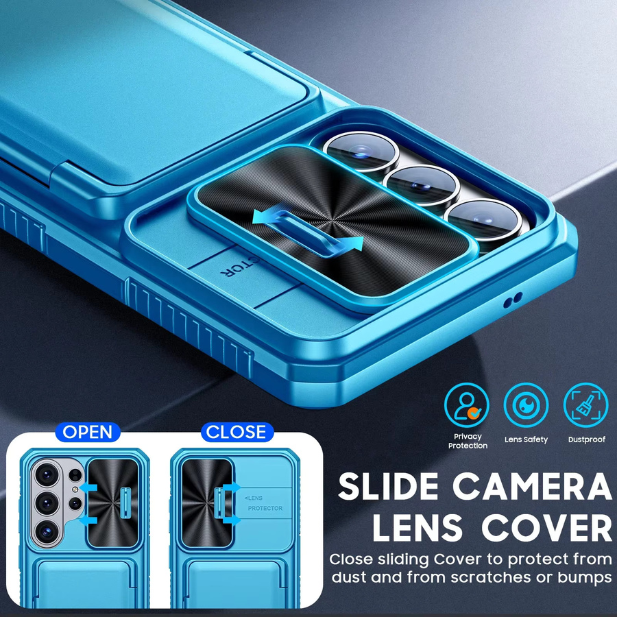 BANGZAO Silikon-Handyhülle mit Kartenhalter und RFID-Schutz für Galaxy S26 Ultra in Blau - Bild 4