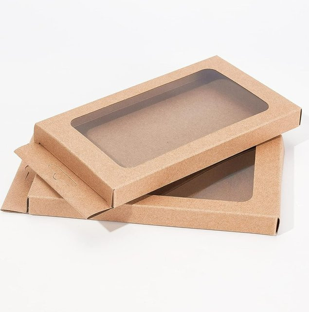 20er-Pack braune Kraftpapierboxen mit transparentem Fenster für Bäckerei, Kekse und Geschenke, B/T/H: 17,78 x 8,89 x 1,52 cm - Bild 1