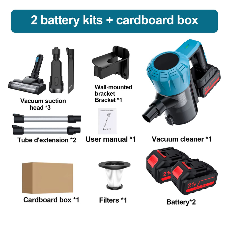 Betuyoo Kabelloser Stabstaubsauger in Blau mit 16kPa Saugkraft, LED-Licht und 5-Schicht-Filtration, kompatibel mit Makita B-Serie Akkus, 0,8l Staubbehälter - Bild 8