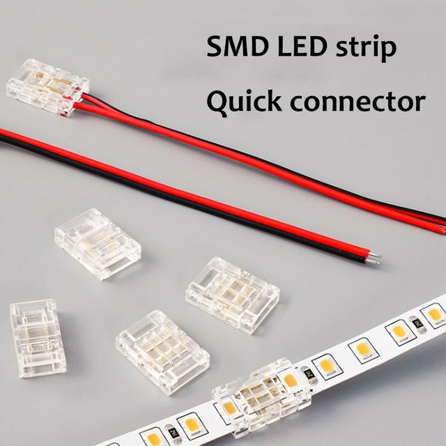 YJCAL 2-poliger LED-Streifen-Schnellklemmenblock für SMD 5mm 8mm 10mm, transparenter Drahtverbinder aus Kunststoff - Bild 1