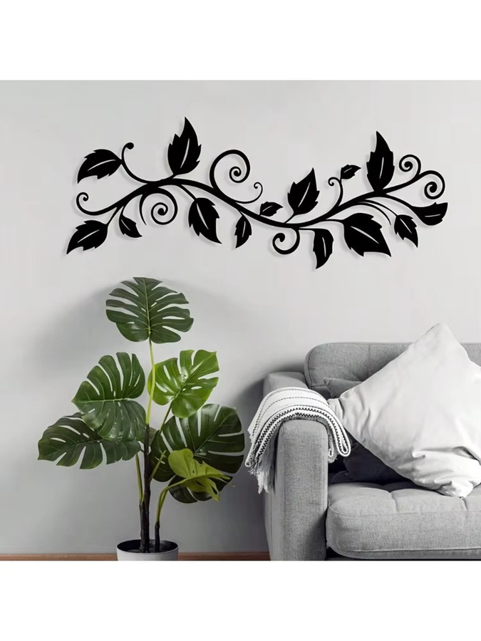 CIFBUY Moderne Wandkunst aus rostfreiem Metall in Schwarz mit floralem Blätter-Design - Bild 5