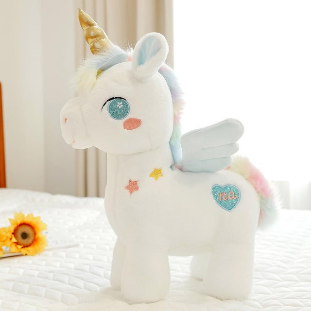 Bai Fen Bai dolls and toys Engel Einhorn Plüschtier, Regenbogen Pony, blau - Bild 1