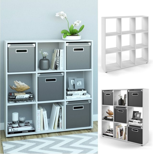 VICCO Raumteiler NOVE Würfelregal mit 9 Fächern in Weiß, Standregal mit melaminbeschichteter Oberfläche, H x B x T: 108 x 104 x 29 cm - Bild 1