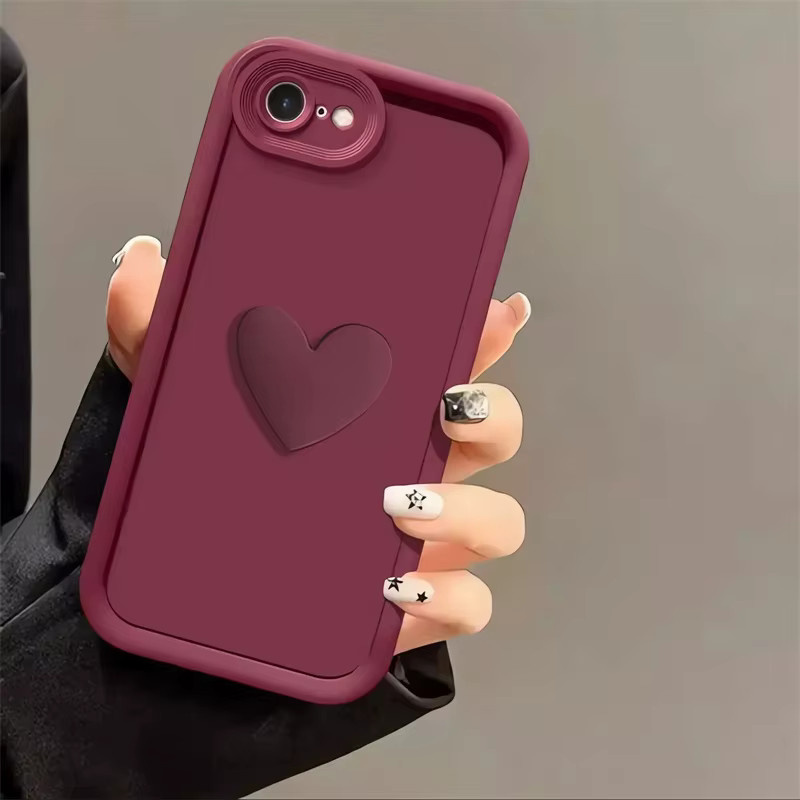 Aibairuixin Silikon Handyhülle mit 3D-Liebes-Herz Design für iPhone 11 bis iPhone 17 Pro Max Plus Air, stoßfeste Matte Soft Cover in Weiß und Braun - Bild 3