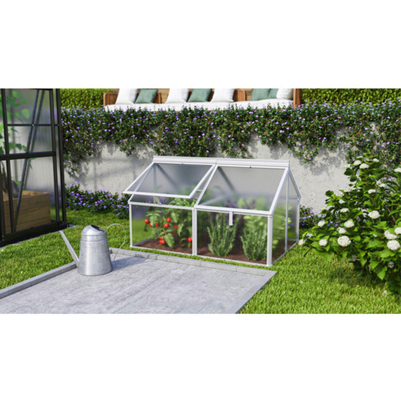 Vitavia Frühbeet Gaia Jumbo aus Aluminium und Polycarbonat in Silber, B/T/H: 83 x 119 x 72 cm - Bild 4
