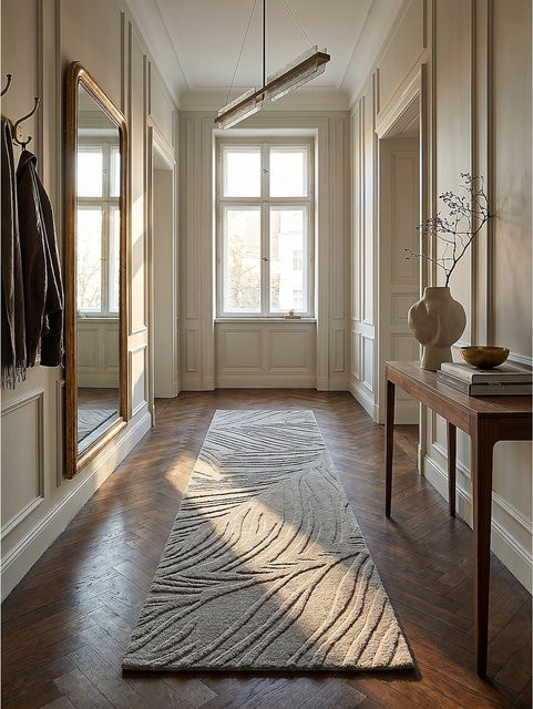 Wollläufer Kadima Design in Grau mit Blattrelief B: 60 cm, T: 230 cm - Bild 1