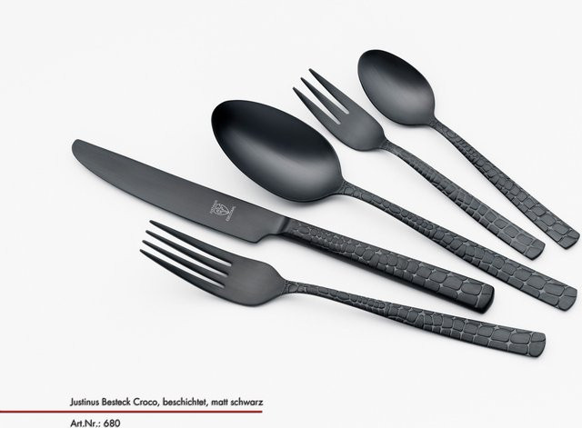 Besteckgarnitur JUSTINUS CROCO aus Edelstahl in Schwarz Matt, 6-teilig - Bild 1