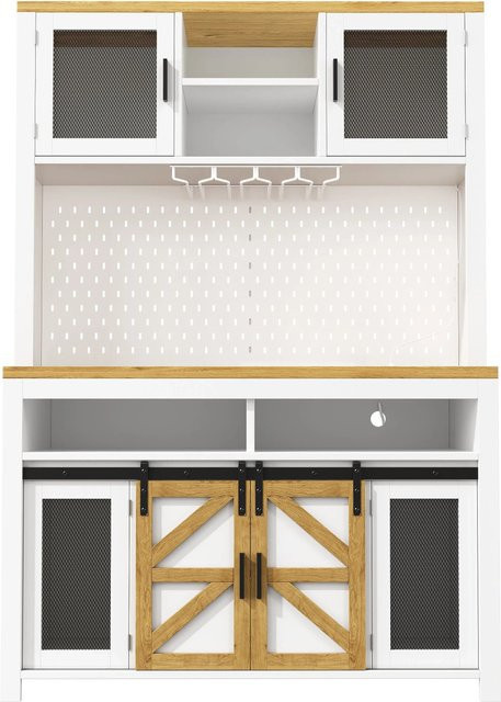 Merax Küchenschrank mit integrierter LED-Beleuchtung in Weiß, H: 174,5 cm, B: 120,0 cm, T: 40,0 cm - Bild 1