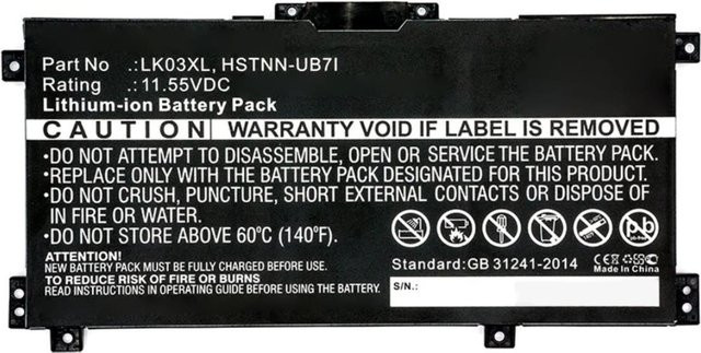 HP Akku 3-Zellen Li-Ion Pack 52Wh 4.55Ah Schwarz (L08855-856) - Bild 1
