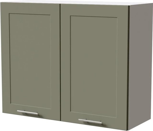 Feldmann-Wohnen Hängeschrank Oslo Küchenschrank mit Soft-Close-Türen in Weiß und Reed Green Matt, B/T/H: 90 x 32,5 x 72 cm - Bild 1