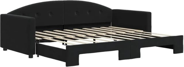vidaXL Tagesbett ausziehbar in Schwarz mit Samtbezug und Schublade B/T/H: 90 x 190/200 cm - Bild 1