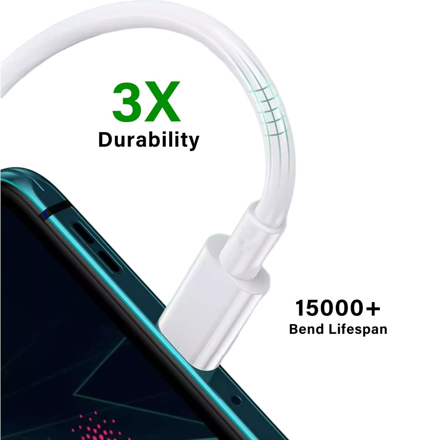 Tonsiny USB-A auf USB-C Schnellladekabel 100 W in Weiß für Oppo Reno12 Find X8 OnePlus 12 Nord N30 und Realme 13/14 - Bild 5