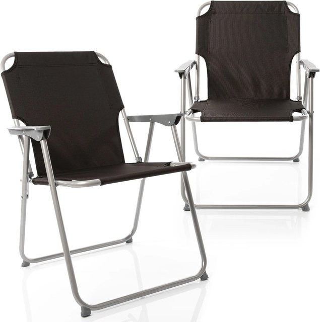 BigDean 2er Set Klappstühle Schwarz aus Metall und Polyester Oxford Gewebe, belastbar bis 120 kg - Bild 1