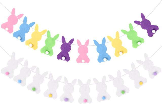 ZQNYCY Kaninchen-Banner-Girlande aus Filz in Mehrfarbig für Ostern, Frühling und Kindergeburtstage - Bild 1