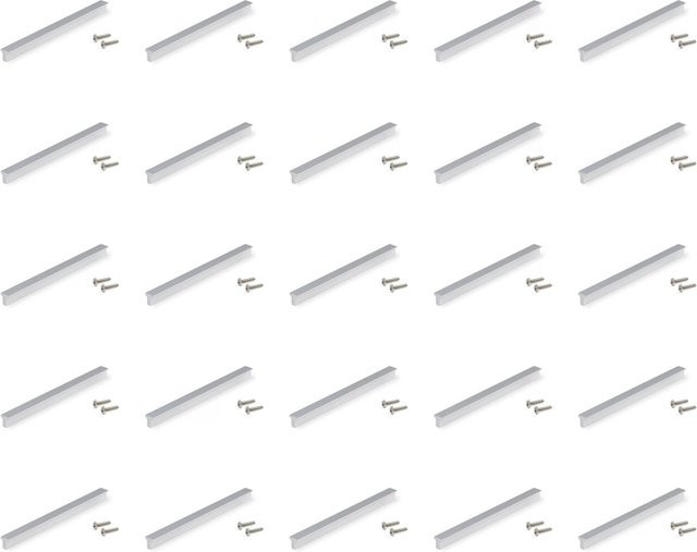 Emuca Algemesi Möbelgriffe Set aus 25 Stück, Aluminium Matt Eloxiert, Achsenabstand: 128 mm - Bild 1