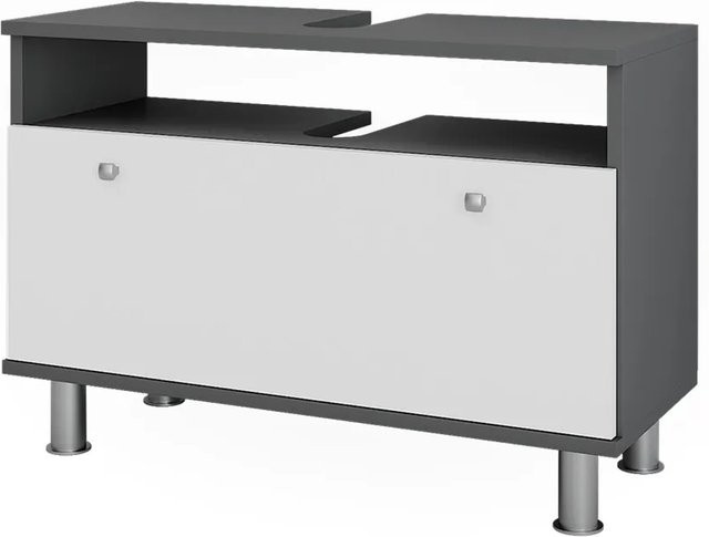 Vicco Waschbeckenunterschrank Fynn in Anthrazit und Weiß Hochglanz mit Schubladen und Türen, B/T/H: 80,2 x 54,0 x 32,0 cm - Bild 1