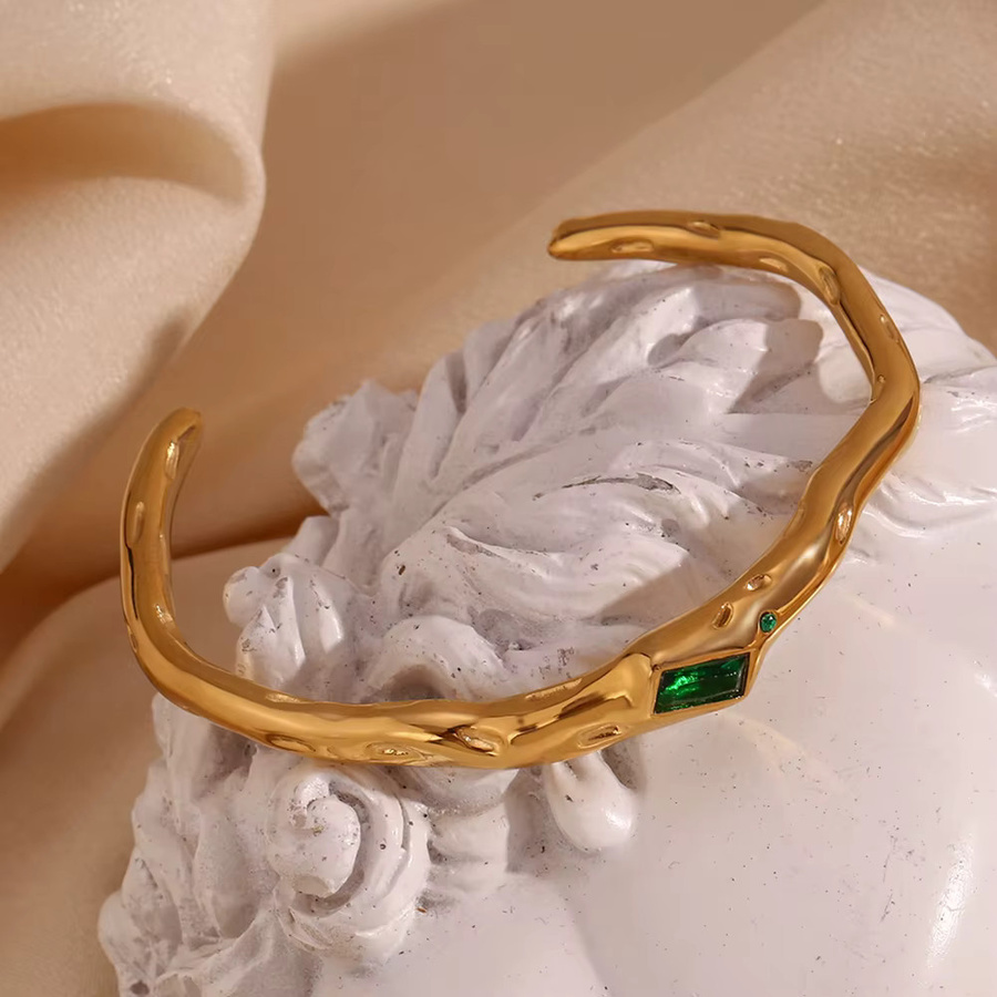 E.B.belle Armband, 18 Karat vergoldet, Edelstahl, grün, Damen - Bild 2