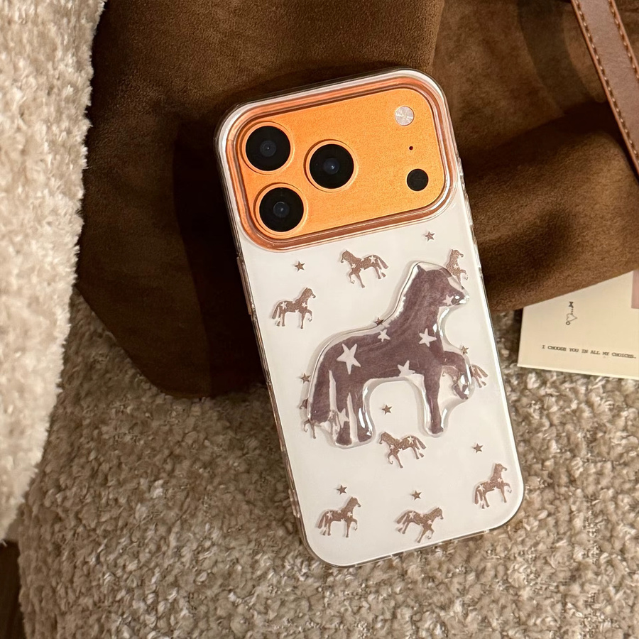 Potdemiel 3D Cartoon Pferd und Sterne Handyhülle für iPhone, stoßfestes Hard Cover mit Sternen-Design - Bild 5