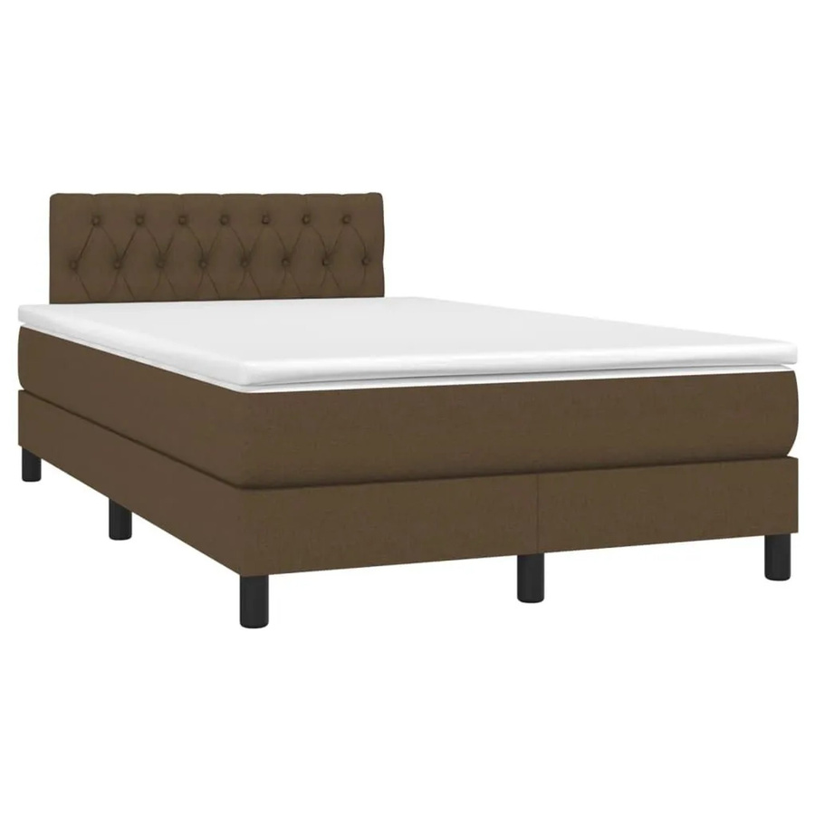 vidaXL Boxspringbett mit Matratze in Dunkelbraun, Hybridbett mit LED-Unterbettbeleuchtung und USB-Ladeanschluss, B/T: 120 x 200 cm - Bild 2