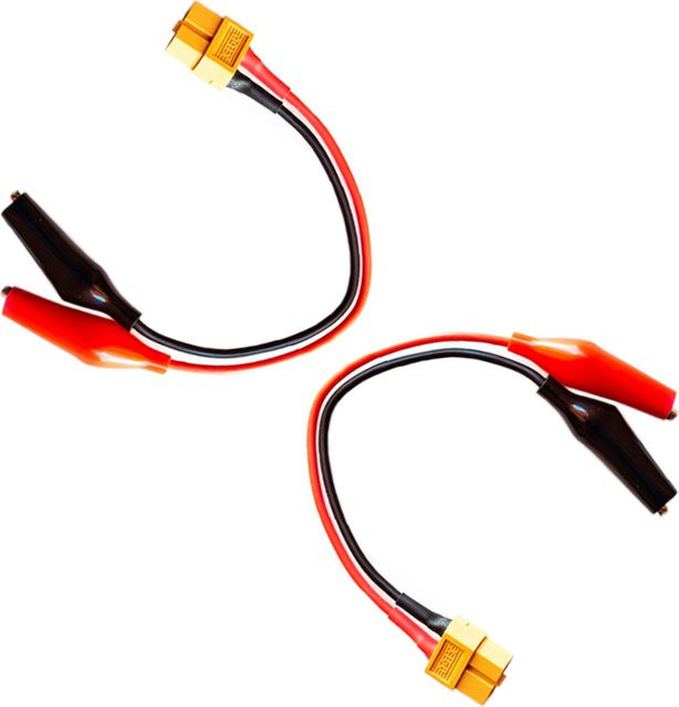 2 Stück ISDT XT60-Buchsenstecker auf Krokodilklemmen-Adapter Ladekabel 14AWG in Rot, Länge: 15 cm oder 30 cm - Bild 1
