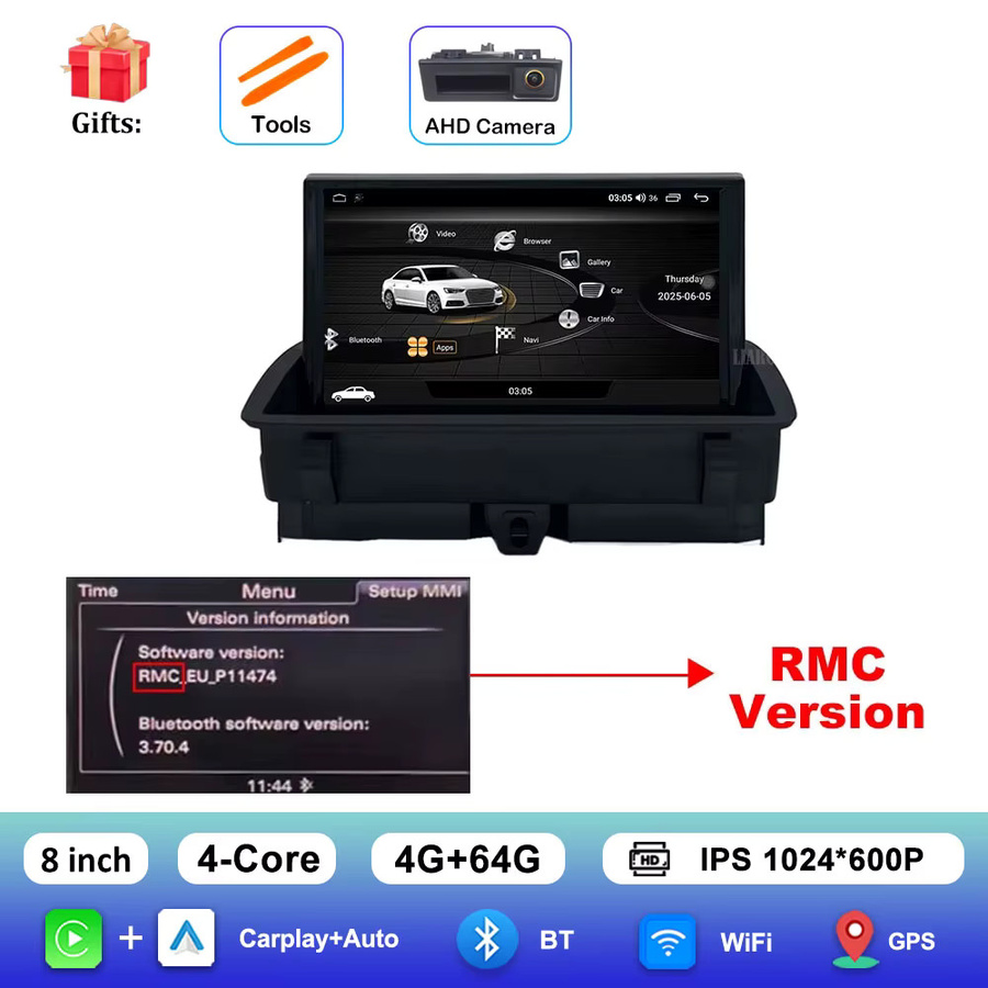 LIARO-NAVI Android 15 Autoradio mit 8 Zoll HD-Bildschirm, GPS und Bluetooth für Audi Q3 2011 bis 2018, Stereo DSP Multimedia-Player in Schwarz - Bild 5