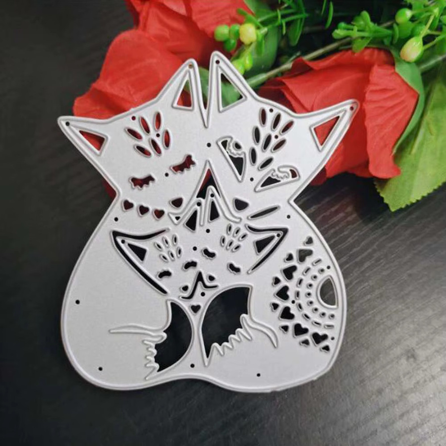Metall-Schneidform für Scrapbooking und Bastelarbeiten mit Tier-Motiven Eichhörnchen Fuchs und Elefant in Silber - Bild 5