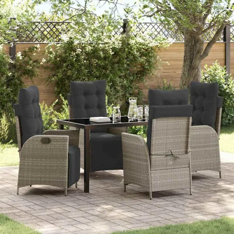 Garten Essgruppe aus Poly Rattan und Metall in Hellgrau von vidaxl - Bild 1