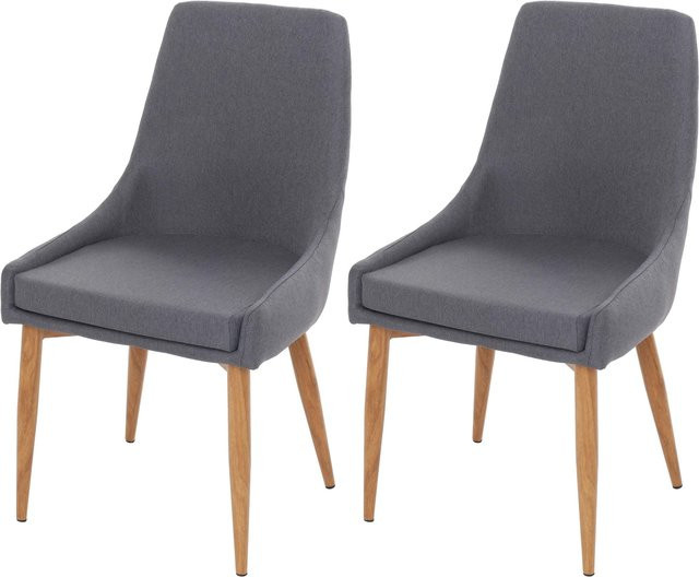 2er-Set MCW Esszimmerstühle B44 II im Retro Design aus Stoff in Dunkelgrau - Bild 1