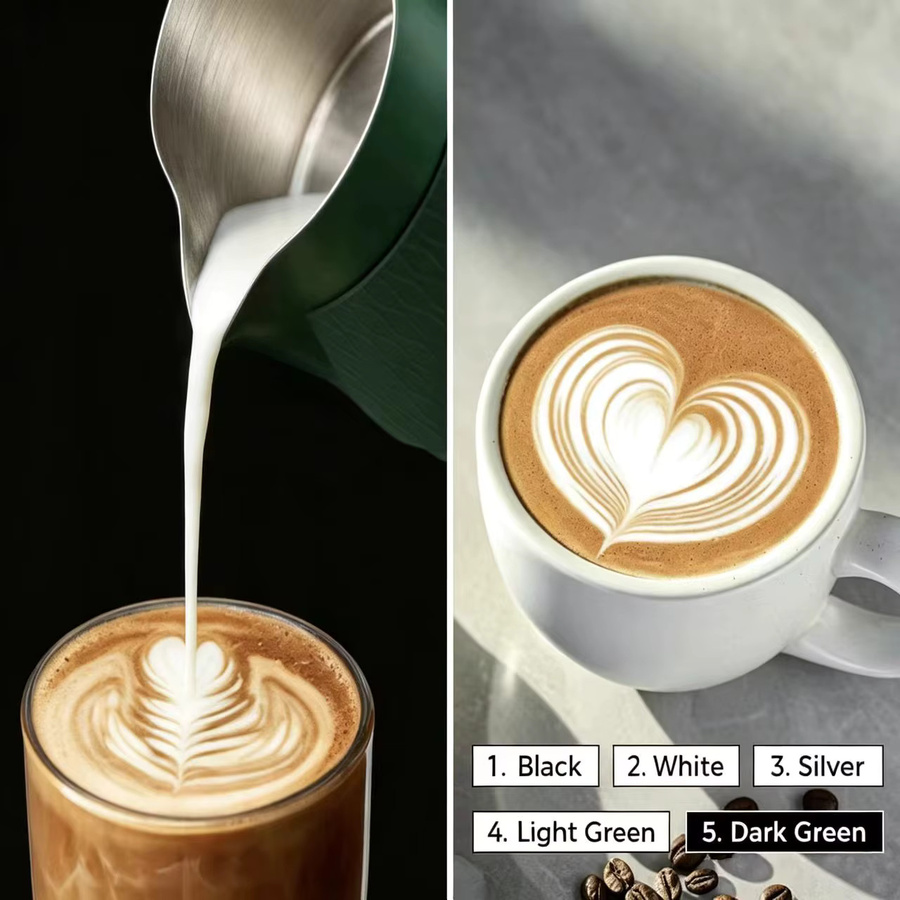 IKAPE Espresso Milchkännchen V3 aus Edelstahl in Silber, 500ml Milchaufschäumkrug mit spitzem Ausguss - Bild 4