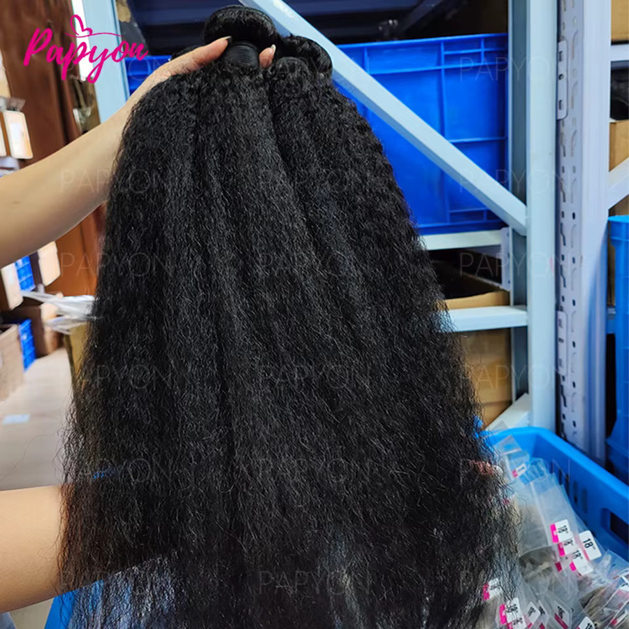 PAPYON Kinky Straight Echthaar-Bündel, Yaki Straight Rohhaar, Unisex - Bild 2