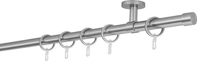 ONDECO Deckenträger Classic 1-läufiges Rohr mit Endstück Cap in Edelstahl-Optik, Länge: 380 cm, Durchmesser: 20 mm - Bild 1