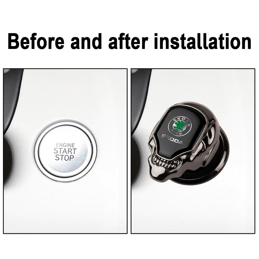 MG Auto Start-Stop-Taste Schutzhülle Aufkleber Innen Dekoration in Braun für Skoda Octavia Rapid Fabia VRS - Bild 5