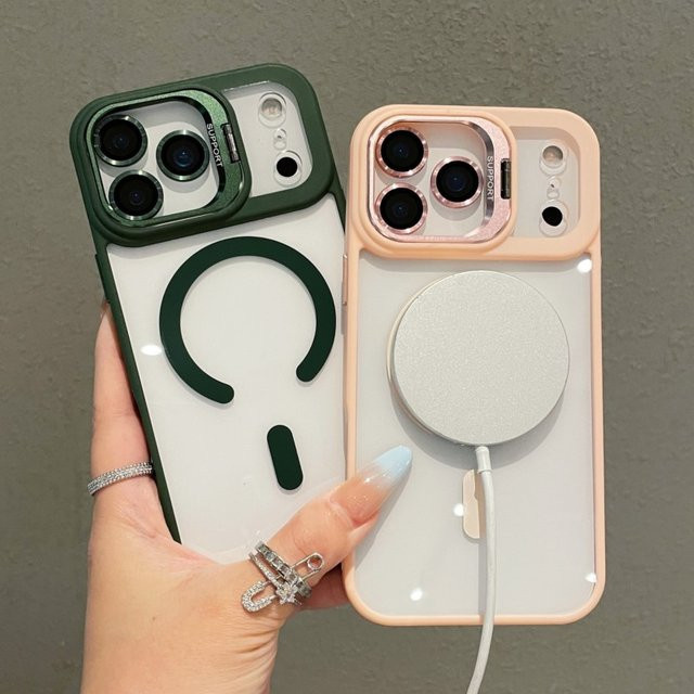 Transparente MagSafe Schutzhülle für Apple iPhone kompatibel mit iPhone 17 Pro Max bis iPhone 12 mit Kamera-Ständer und Objektivabdeckung - Bild 1