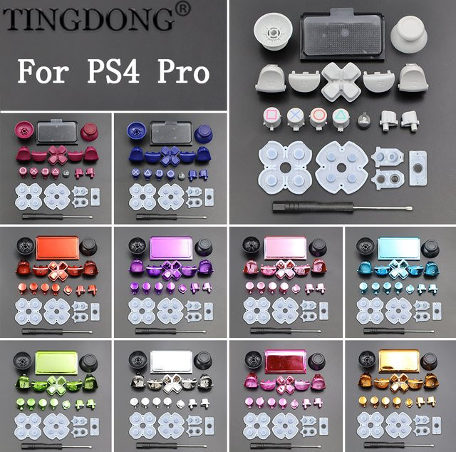 TingDong Ersatzteil-Set für PS4 Pro Slim mit Joysticks, D-Pad, R1 L1 R2 L2 Tasten, ABXY-Gummis und Werkzeug - Bild 1