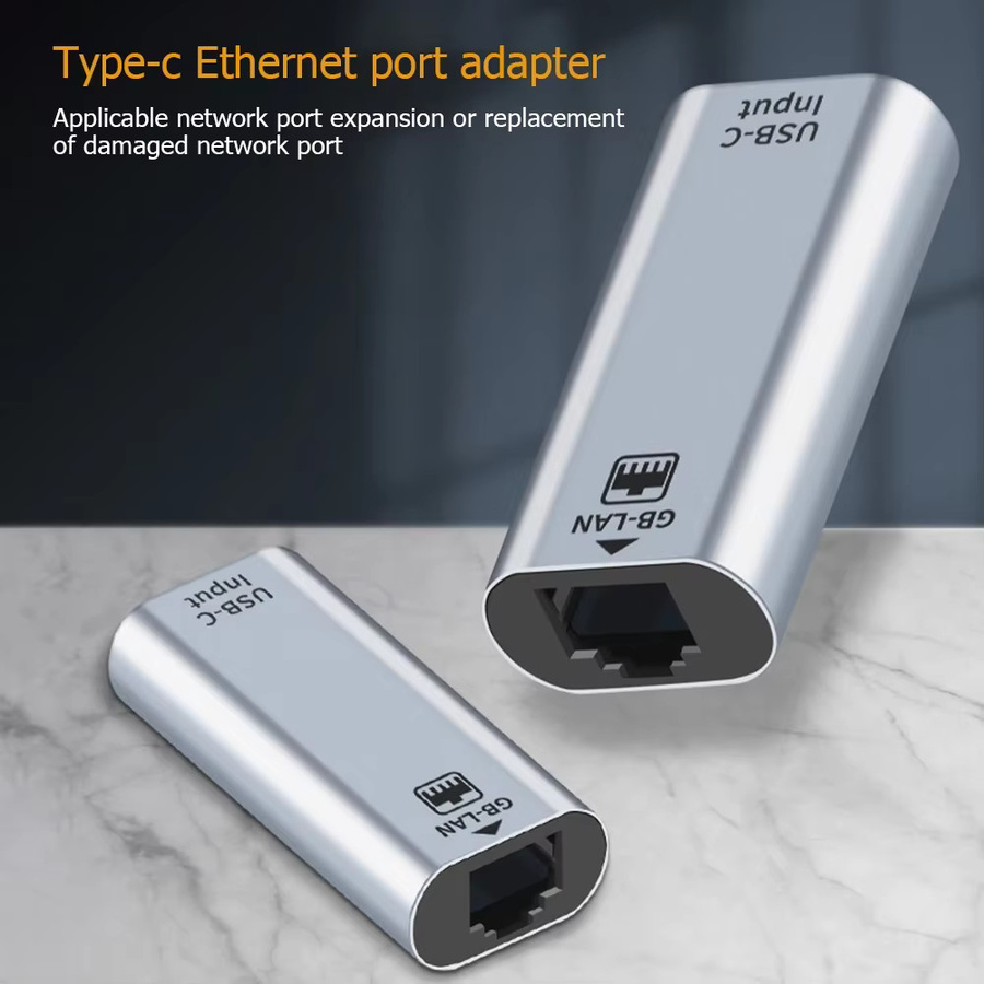BSN USB-C auf RJ45 Ethernet Adapter, 10/100/1000 Gigabit LAN Netzwerkkarte mit Kabel, Farbe: Silber - Bild 2