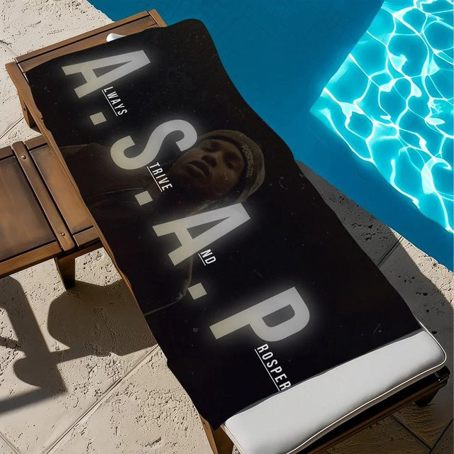 A-Asap R-Rocky Sänger Handtuch aus Mikrofaser, schnelltrocknend, Schwarz, Breite: 50 cm, Länge: 100 cm - Bild 1
