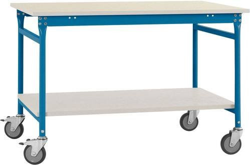 Manuflex BB5317.5007 Beistelltisch BASIS mobil mit Kunststoff-Platte und Zwischenboden in Blau und Grau, B/T/H: 100 x 60 x 85 cm - Bild 1