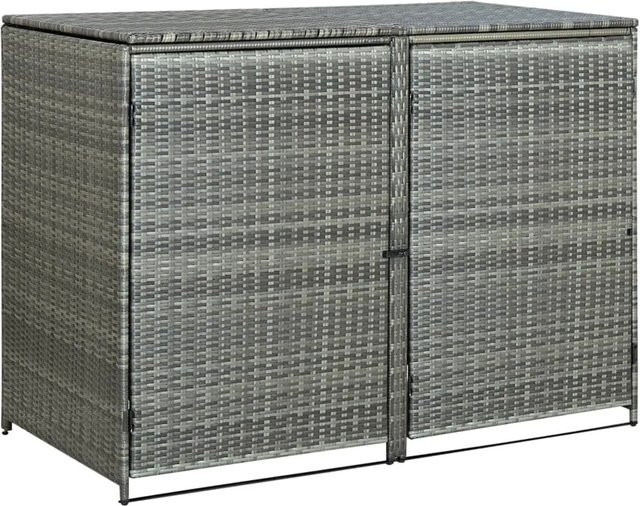 vidaXL Mülltonnenbox für 2 Tonnen aus Poly Rattan in Anthrazit, B/T/H: 148 x 77 x 111 cm - Bild 1