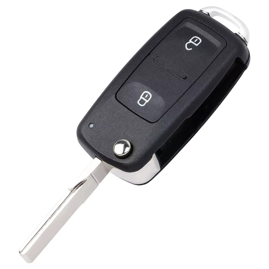 KEYECU Flip Remote Klappschlüssel Gehäuse Shell Case für VW Volkswagen Tiguan Golf Sagitar Polo MK6, Schwarz, 2B/3 Tasten, Uncut Blade - Bild 2