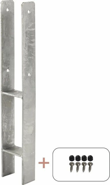 Feuerverzinkter Pfostenträger Plus für Beton in Silber, B/T/H: 9,1 x 6,0 x 60 cm - Bild 1