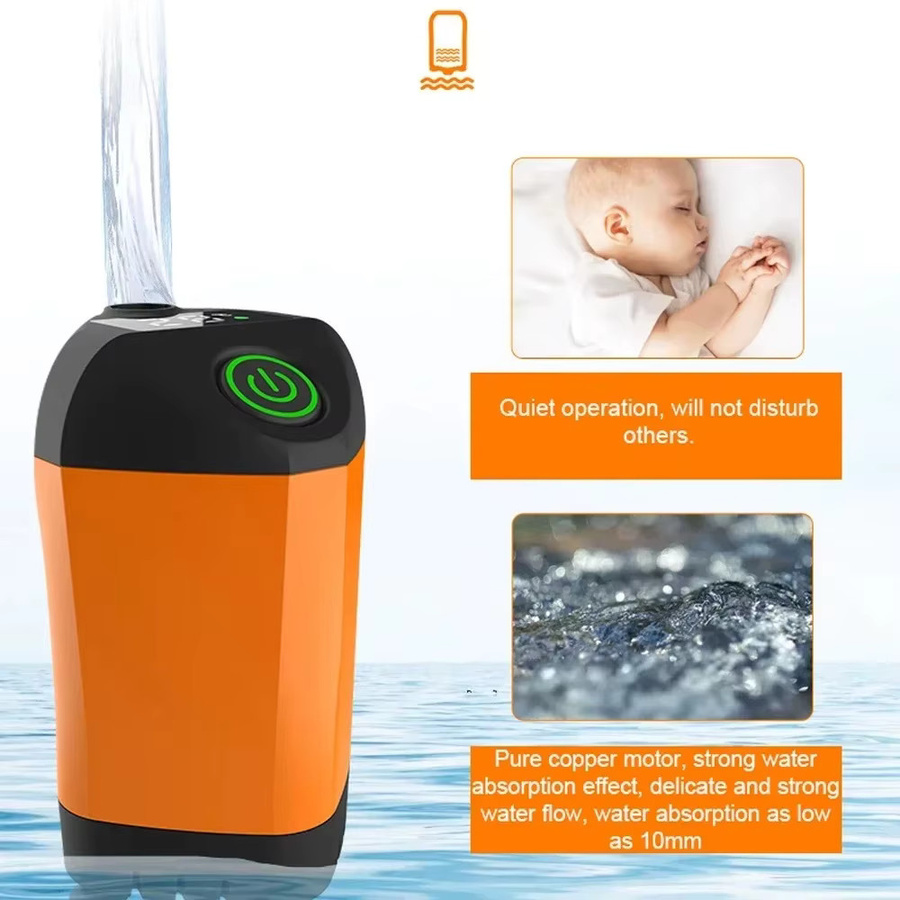 NOCCLILI Wiederaufladbare tragbare Hochdruck-Elektroduschpumpe in Orange, USB-betrieben und wasserdicht für Camping, Strand, Wandern und Tierpflege - Bild 3