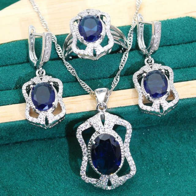 YIRAN Jewelry Schmuck-Set, Kupfer, grau, Zirkonia, Saphir, Unisex - Bild 1