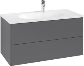 V&B Waschtischunterschrank Antao mit Auszugbeleuchtung, Anthrazit lackiert, B/T/H: 98,8 x 50,4 x 49,6 cm - Bild 1