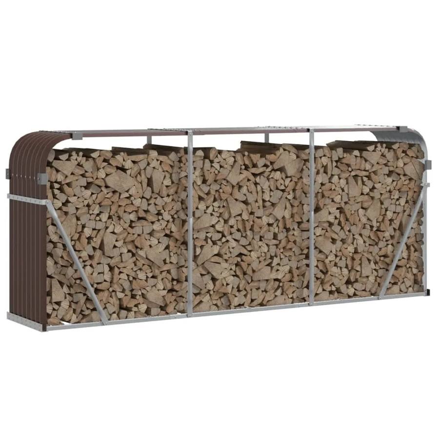 vidaXL Kaminholzunterstand aus verzinktem Stahl in Braun, B/T/H: 234 x 45 x 100 cm - Bild 2